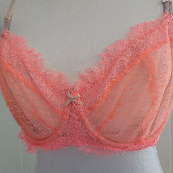 NEW Victorias Secret Dream Angels Unlined Push Up Bra Coral Pink Lace Dainty 36D - Picture 3 of 13
